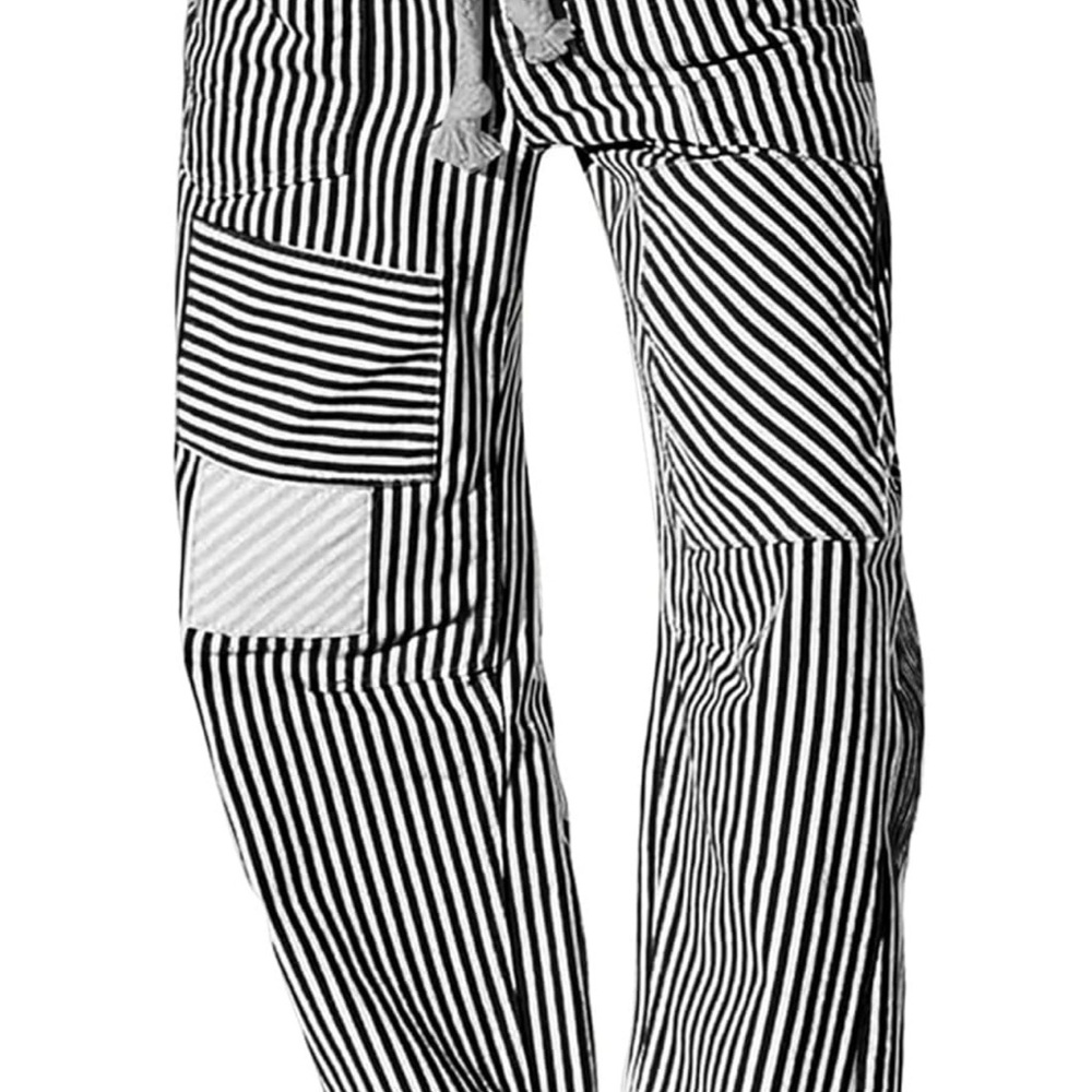 Striped Black and White Men's Pants